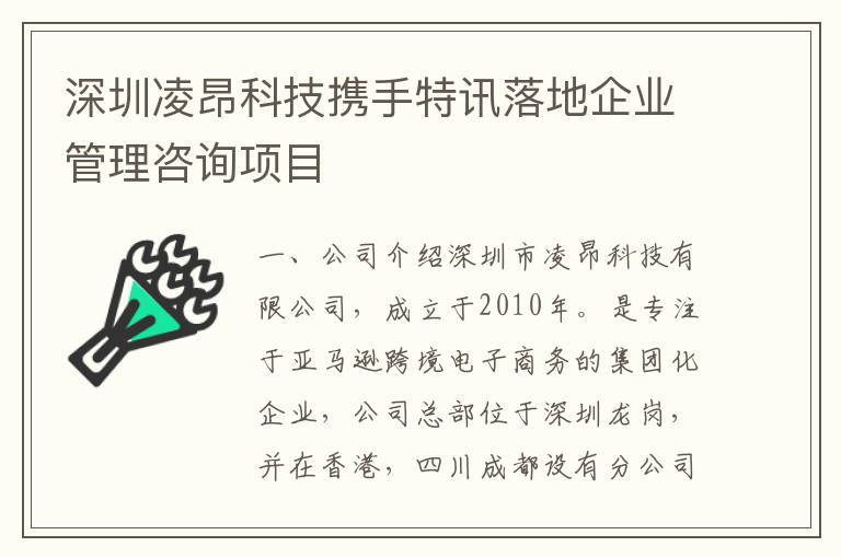 深圳凌昂科技携手特讯落地企业管理咨询项目
