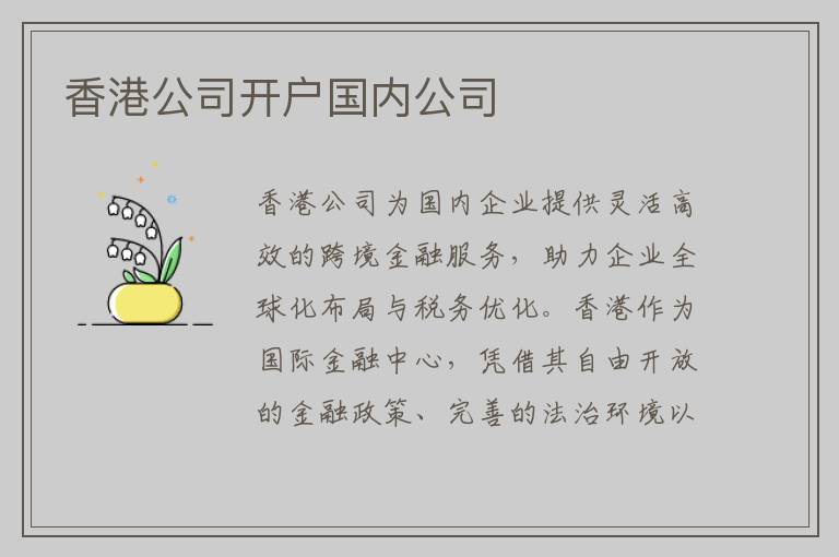 香港公司开户国内公司