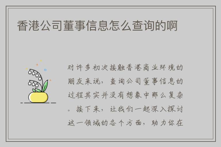 香港公司董事信息怎么查询的啊